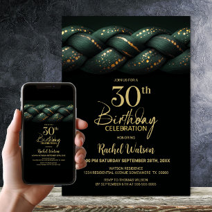 Convite Partido aniversário de 30 anos Verde Dourado