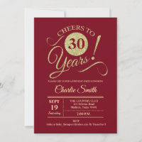 Partido aniversário de 30 anos - Vermelho escuro D