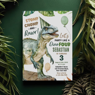 Convite Partido aniversário de 3 anos do Dinossauro da Sel