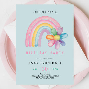 Convite Partido aniversário de 3 anos do Pastel Rainbow