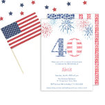 Convite Partido aniversário de 40 anos Azul Vermelho Azul<br><div class="desc">Junte-se a nós para uma espetacular celebração de aniversário de 40 anos! Este convite divertido apresenta um tema vermelho, branco e azul patriótico, com o número 40 de palco central. As explosões de fogo em vermelho e azul adicionam um toque festivo a este evento marco. Perfeito para uma celebração memorável...</div>
