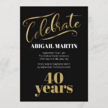 Partido aniversário de 40 anos Branco Dourado Pret