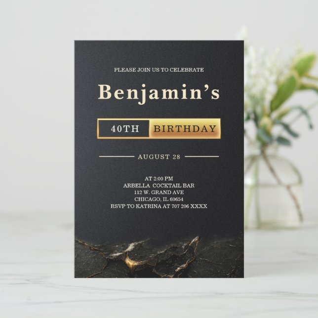 Convite Partido aniversário de 40 anos de Adultos (Em pé/Frente)
