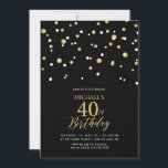 Convite Partido aniversário de 40 anos de Confetti de Hexá<br><div class="desc">Celebre seu dia especial com este convite de festas aniversário de 40 anos moderno. Este design apresenta um script de na moda com letra "aniversário de 40 anos" com um confete em forma de hexágono com uma combinação de cores preto e dourado. Há mais material de festa disponível no meu...</div>