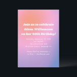 Convite Partido aniversário de 40 anos de Gradação Roxo-Ro<br><div class="desc">Um pastel sonhador,  cor-de-rosa,  roxo e laranja mole,  cria um pano de fundo vibrante para comemorar um aniversário marcante. Pop brancos negros contra o gradiente liso para um olhar moderno e na moda. Esta design combina com festas noturnas e adultos divertidos entrando em uma nova década com brilho.</div>