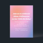 Convite Partido aniversário de 40 anos de Gradação Roxo-Ro<br><div class="desc">Um pastel sonhador,  cor-de-rosa,  roxo e laranja mole,  cria um pano de fundo vibrante para comemorar um aniversário marcante. Pop brancos negros contra o gradiente liso para um olhar moderno e na moda. Esta design combina com festas noturnas e adultos divertidos entrando em uma nova década com brilho.</div>