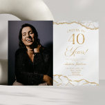 Convite Partido aniversário de 40 anos de Imagem Dourada B<br><div class="desc">Este é um Convite de festas de Foto de aniversário de 40 anos de Imagem Personalizada de Agate Dourado Elegante!</div>