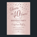 Convite Partido aniversário de 40 anos de rosa Dourada<br><div class="desc">design Elegante do Convite de festas aniversário de 40 anos com efeito de rosa e folha de ouro com brilho sujo. Cartão de convite para diamantes brilhantes,  confetti e na moda. Glam borrado,  rosa e branco. Saúde para 40 anos! Envie-me uma mensagem se precisar de mais personalização.</div>