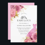 Convite Partido aniversário de 40 anos de Rosas de vestir<br><div class="desc">Aniversário de 40 anos de Rosa de vestimenta Dourada rosa,  Convite de festas de vestimenta,  designs florais mais elegantes em nossa loja! Consulte a coleção correspondente em nossa loja</div>