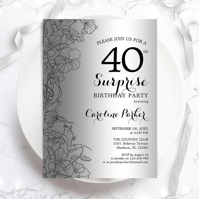 Convite Partido aniversário de 40 anos de Silver Surprise (Criador carregado)
