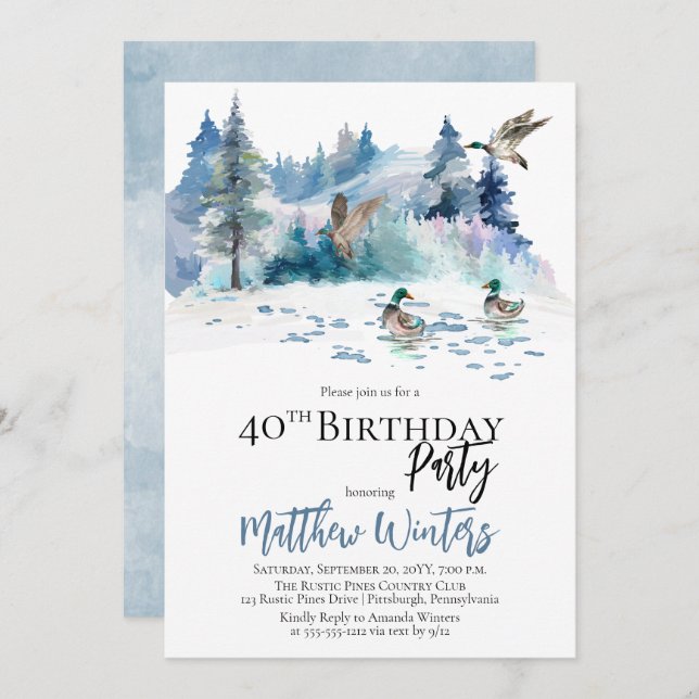 Convite Partido aniversário de 40 anos dos Patos Florestai (Frente/Verso)