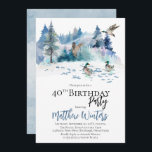 Convite Partido aniversário de 40 anos dos Patos Florestai<br><div class="desc">Cena de floresta madeireira com temática natural com festa de patos para seu "aniversário de 40 anos". Design composto por Designs Holiday Hearts.</div>