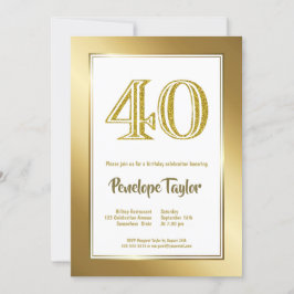 Convite Partido aniversário de 40 anos Dourado
