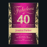 Convite Partido aniversário de 40 anos - Dourado Rosa Pret<br><div class="desc">Convite de festas aniversário de 40 anos em rosa,  preto e ouro. Cartão de convite elegante com ouro brilhante falso e diamantes. Apresenta cor damasco e fonte de script. Fabuloso aos quarenta! Design clássico perfeito para uma festa de na moda. Envie-me uma mensagem se precisar de uma idade personalizada.</div>