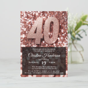 Convite Partido aniversário de 40 anos Elegante Glitter Do
