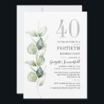 Convite Partido aniversário de 40 anos Eucalyptus Greenery<br><div class="desc">Crie seu próprio convite de aniversário botânico de aquarela usando nosso Eucalyptus deixa modelo de convite clicando no botão "Personalizar"</div>