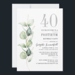 Convite Partido aniversário de 40 anos Eucalyptus Greenery<br><div class="desc">Crie seu próprio convite de aniversário botânico de aquarela usando nosso Eucalyptus deixa modelo de convite clicando no botão "Personalizar"</div>