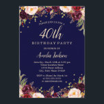 Convite Partido aniversário de 40 anos Floral Elegante do<br><div class="desc">Convites florais mais bonito para a Loja Little Bayleigh!</div>