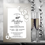 Convite Partido aniversário de 40 anos Geométrico Silver<br><div class="desc">Organize e convide seus amigos e entes queridos para a sua aniversário de 40 anos com este convite de aniversário hexagonal de prata na moda.</div>