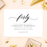 Convite Partido aniversário de 40 anos Negro Mínimo Elegan<br><div class="desc">Celebre um marco com estilo usando este elegante convite de festas preto-e-branco minimalista. Perfeito para aqueles que apreciam a simplicidade e a sofisticação,  este design de convite apresenta um fundo preto elegante com texto branco nítido,  criando um aspecto impressionante,  mas subestimado.</div>