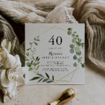 Convite Partido aniversário de 40 anos Verde Tropical Dour<br><div class="desc">Este convite de festas verde-aniversário de 40 anos geométrico de ouro tropical é perfeito para uma simples festa de aniversário. A design apresenta lindas folhas verdes pintadas à mão,  enfeitando um quadro geométrico dourado.</div>