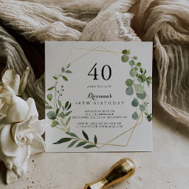 Convite Partido aniversário de 40 anos Verde Tropical Dour