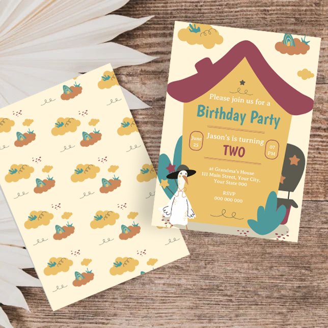 Convite Partido Aniversário de criança da Casa Cozy (Cozy House Kids Birthday Party Invitation)