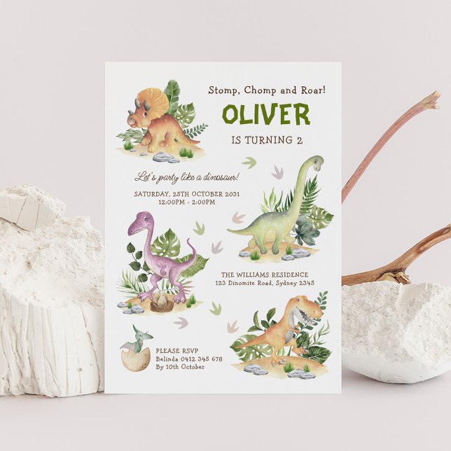 Convite Partido Aniversário de criança do Dinossauro Moder (Criador carregado)