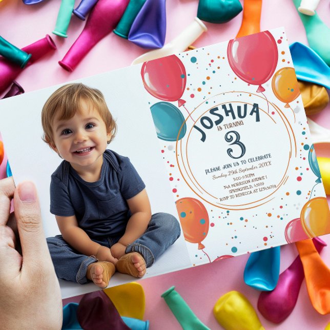 Convite Partido Aniversário de criança dos Balões do Parti (Criador carregado)