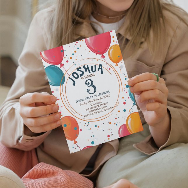 Convite Partido Aniversário de criança dos Balões do Parti (Criador carregado)