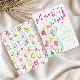 Convite Partido Azulejos Watercolor Bright Mahjong