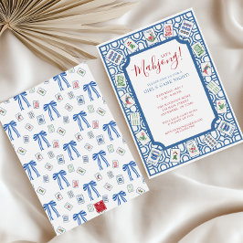 Convite Partido Azulejos Watercolor Mahjong