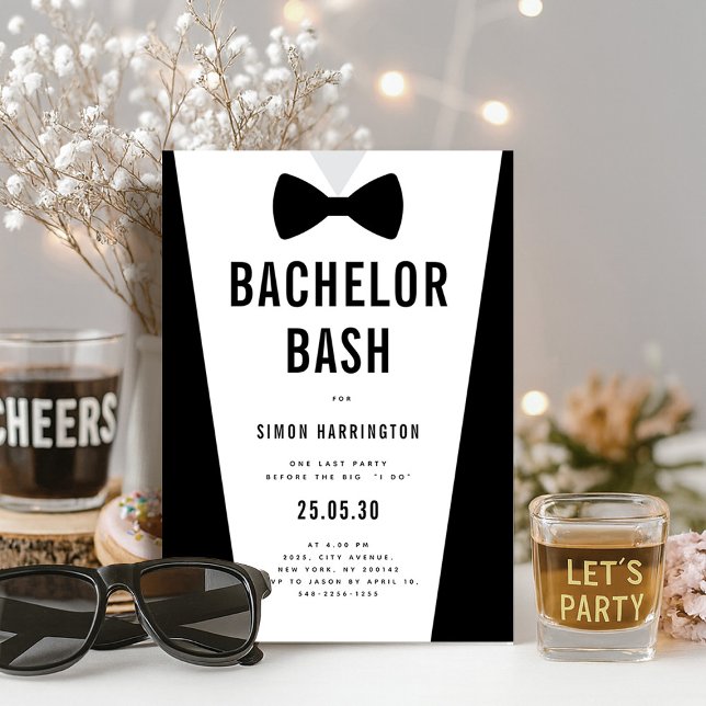 Convite Partido Bash Solteiro Moderno Minimalista (Modern Minimalist Big Bold Bachelor Bash Party Invitation)