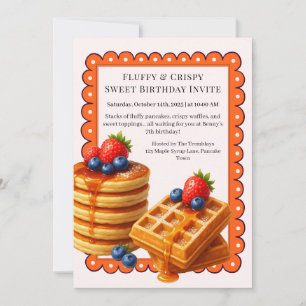 Convite Partido Birthday Brunch   Panquecas e waffles