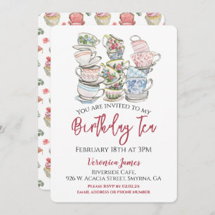Convite Partido Birthday Tea Cups