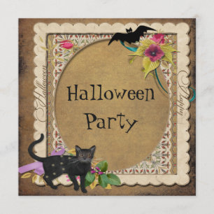 Convite Partido bonito do Dia das Bruxas do vintage do