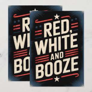Convite Partido Booze de 4 de julho Branco vermelho e co