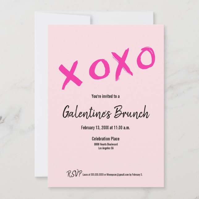 Convite Partido Brunch da Galentine Chic Galentine, cor-de (Frente)