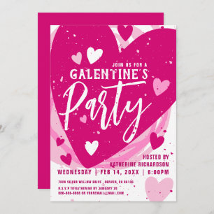 Convite Partido Brunch de Galentine Rosa Quente Personaliz