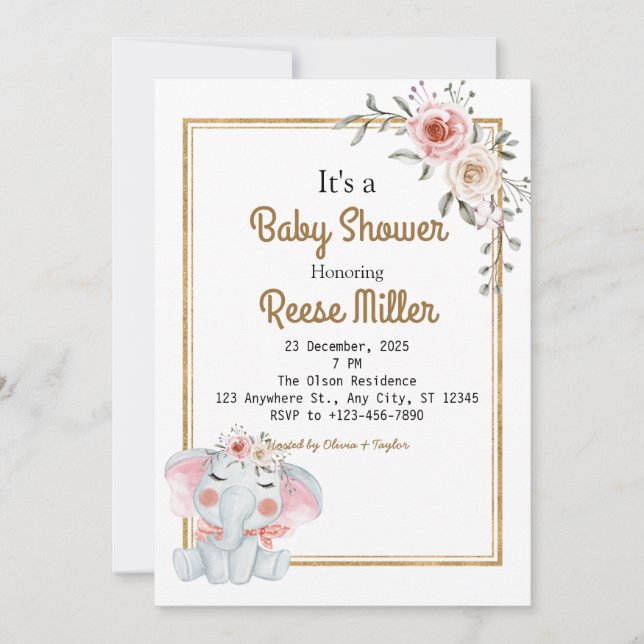 Convite Partido Chá de fraldas Selgle Safari Greenery (Frente)