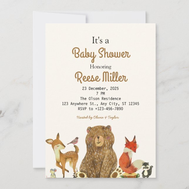 Convite Partido Chá de fraldas Selgle Safari Greenery (Frente)