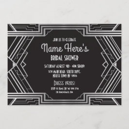 Convite Partido Chá de panela Art Deco 1920 Gatsby Silver