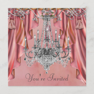 Convite Partido Chandelier Pink Silver Coral