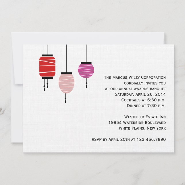 Convite Partido Chinês dos Lanternas de Ano Novo (Frente)