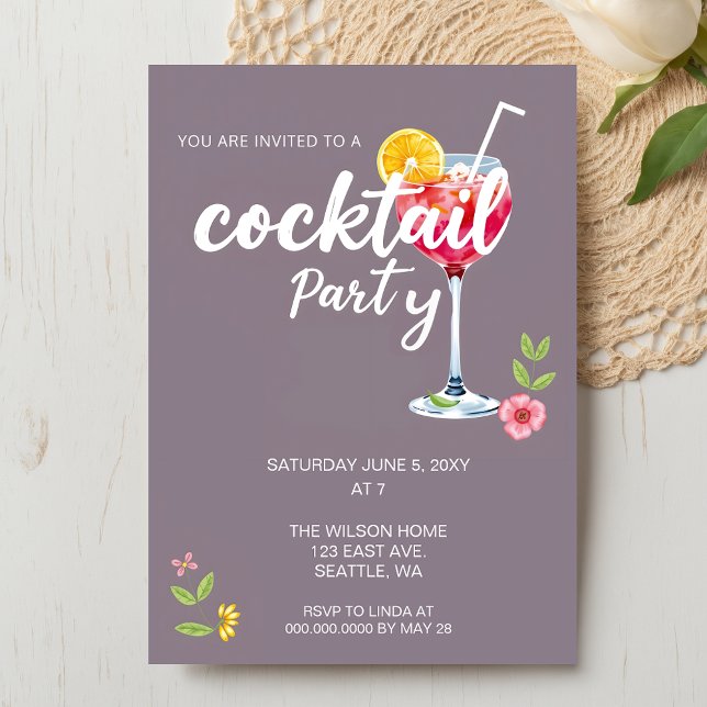 Convite Partido Citrus Summer Cocktail (Citrus Summer Cocktail Party Invitation)