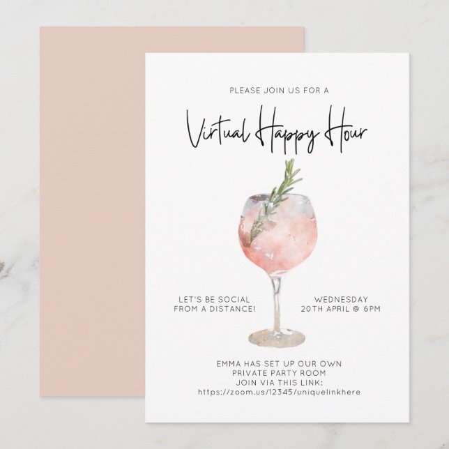 Convite Partido Cocktail de Distância Social da Hora Virtu (Frente/Verso)