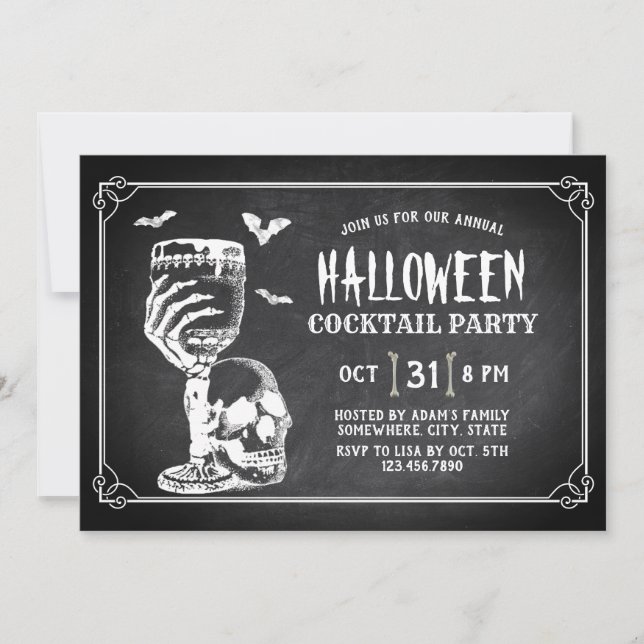 Convite Partido Cocktail do Skull Halloween (Frente)