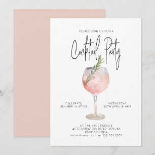 Convite Partido Cocktail Elegante Rosa