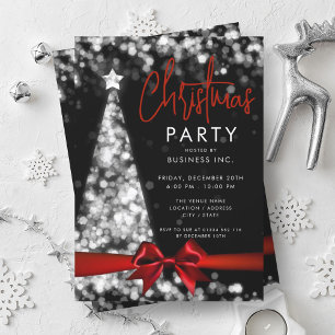 Convite Partido Corporativo Red Silver da Árvore de Natal