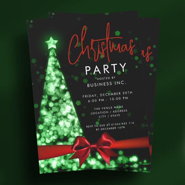 Convite Partido Corporativo Vermelho Verde da Árvore de Na (Modern Christmas Tree Red Green Corporate Party Invitation)